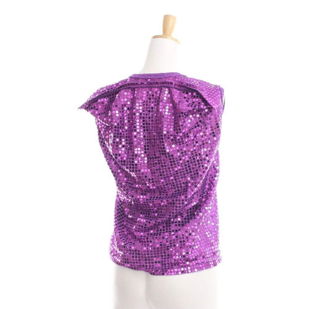コムデギャルソン ノースリーブ トップス スパンコール スクエア レディース S パープル