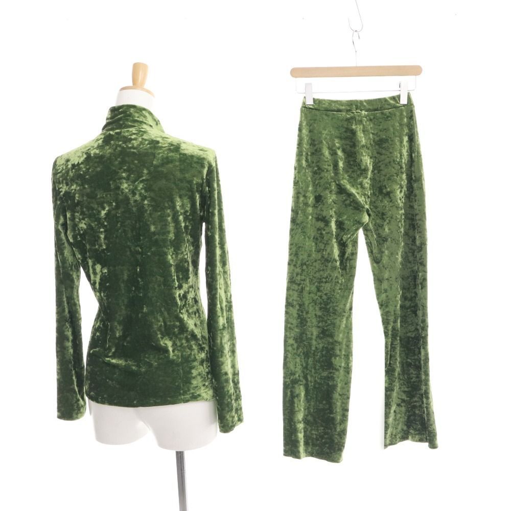 イッセイミヤケ カットソー パンツ セットアップ ベロア ハイネック レディース トップスM ボトムスS グリーン