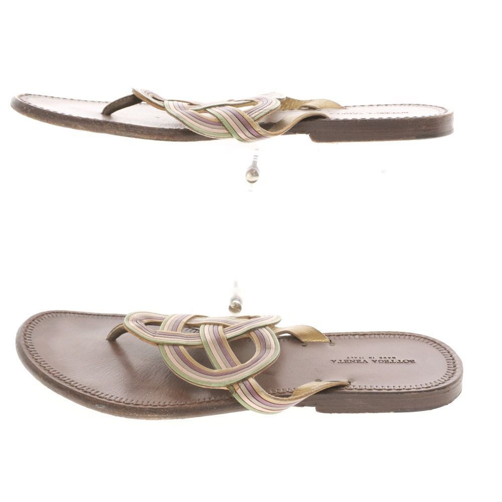 ボッテガヴェネタ サンダル 靴 フラット レディース 36 23 cm相当 ゴールド ブラウン