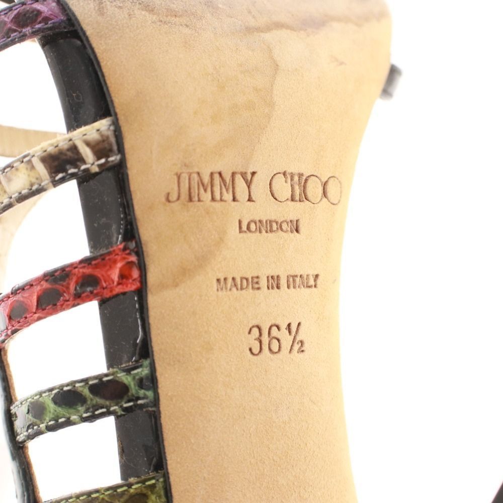 □ ジミーチュウ サンダル 靴 パテントレザー パイソン アンクル