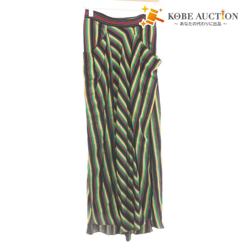 スリーワンフィリップリム スカート ボトムス ロング マルチストライプ レディース 00 XXS相当 ブラック グリーン イエロー レッド