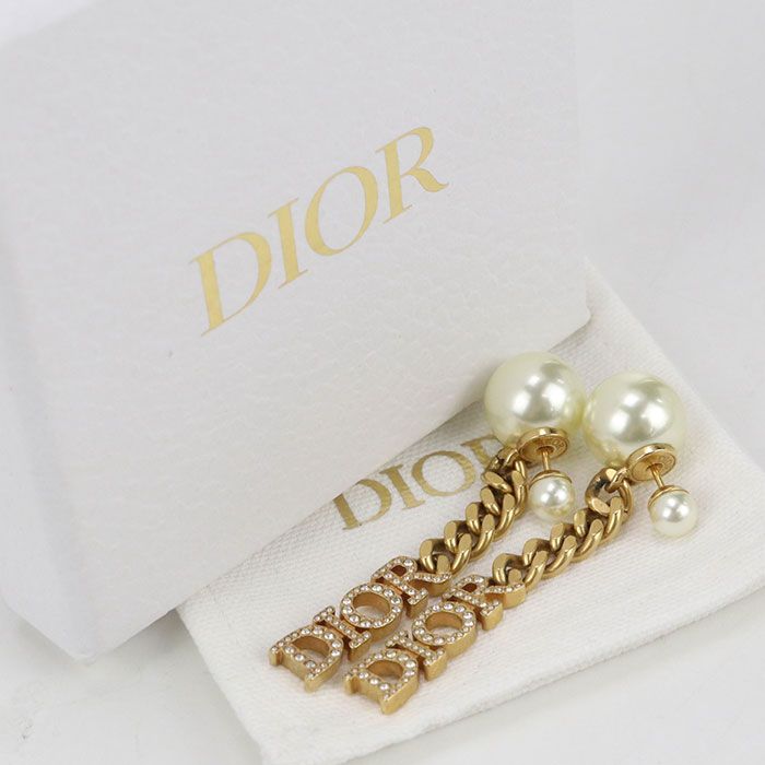 DIOR ディオール パール ピアス メタル レディース