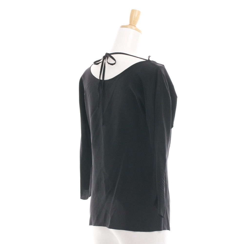 アキコオガワ AKIKO OGAWA カットソー 七分袖 114-12006 トップス 絹 シルク レディース 36 S相当 ブラック