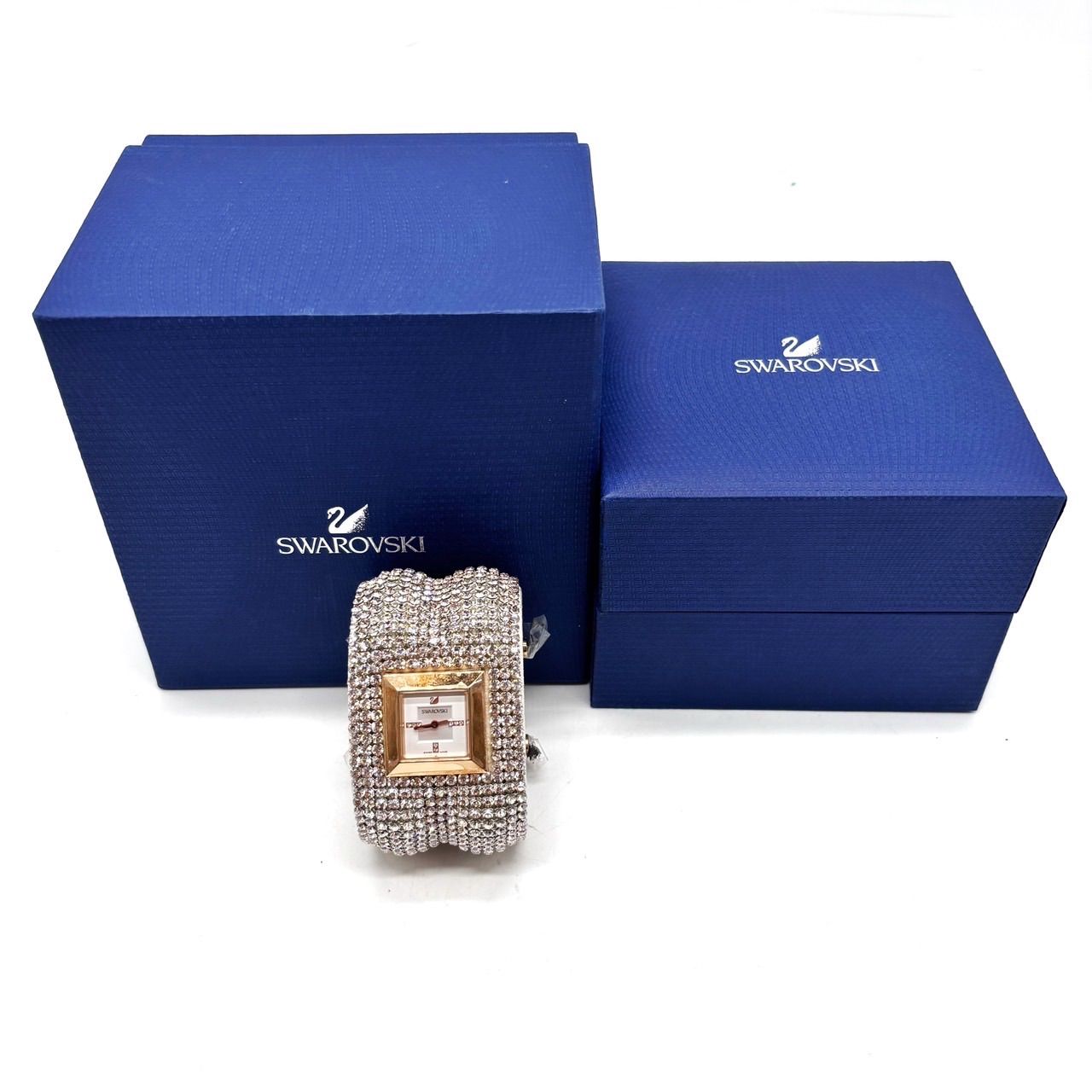 SWAROVSKI スワロフスキー 腕時計 クリスタルストーン×スクエア ゴールド金具 レディース ユニセックス 男女兼用