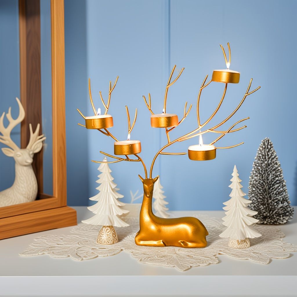 トナカイキャンドルスタンド 2ヶセット ヘラジカ クリスマス トナカイ