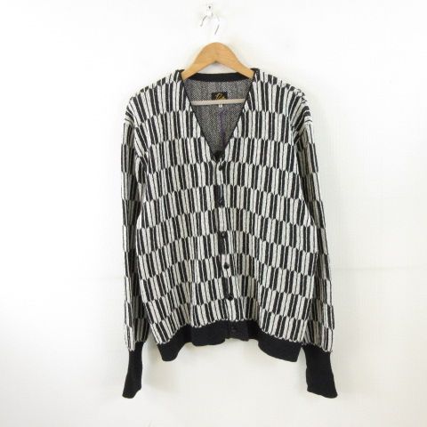 ニードルス ニードルズ Needles Vネック カーディガン 手刺繍 黒 白 L