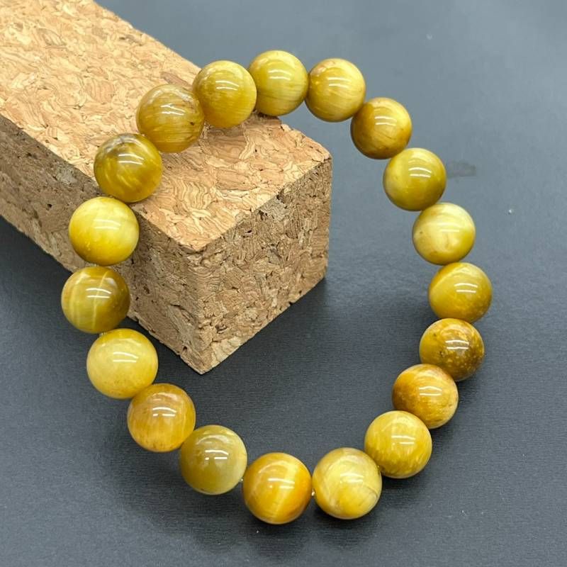 【ほぅ】ゴールドタイガーアイのゴムブレスレット ほぅ】ゴールドタイガーアイのゴムブレスレット 高品質]ゴールデン