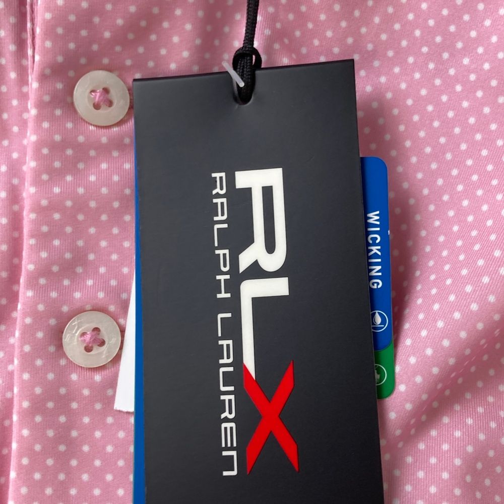 サイズ：XL RLX ラルフローレン 半袖ポロシャツ ドット柄 ピンク系