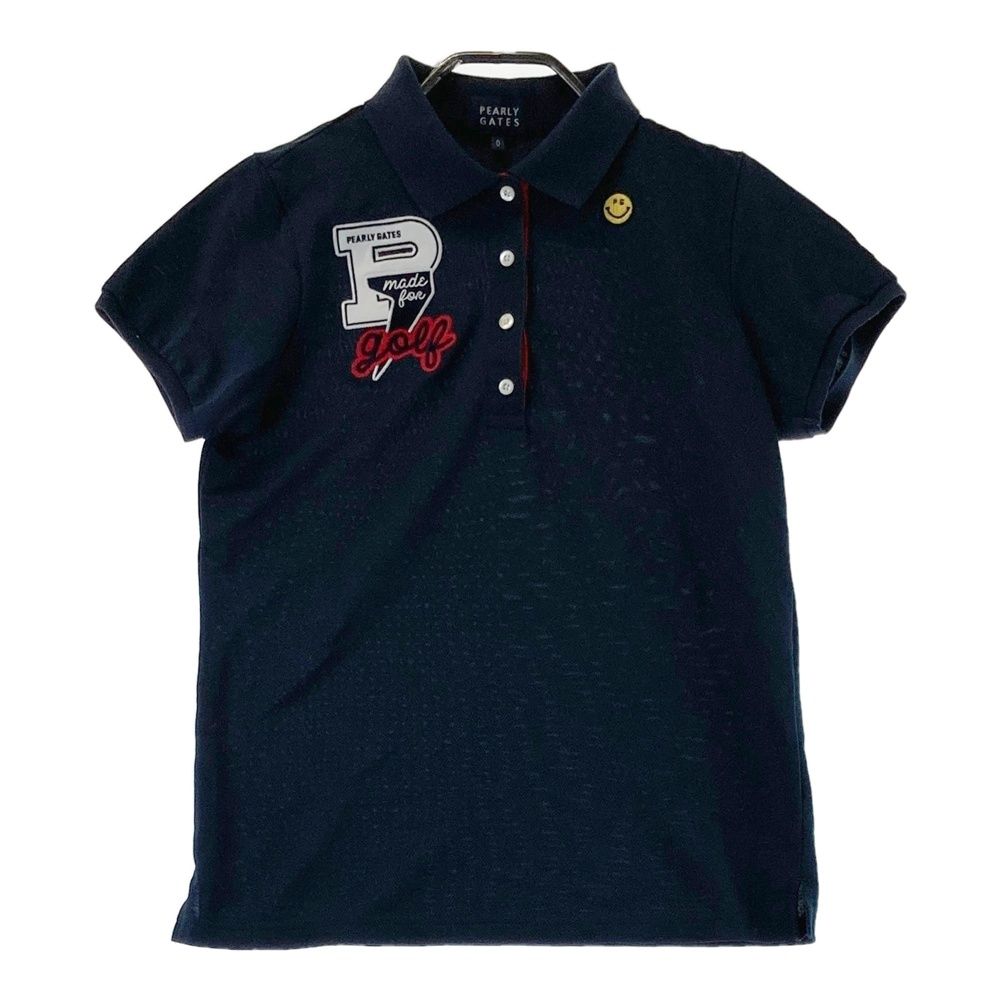 パーリーゲイツ ニコちゃん ポロシャツ 日本製 ネイビー サイズ0 サイズ：0 PEARLY GATES パーリーゲイツ 半袖ポロシャツ ニコちゃん
