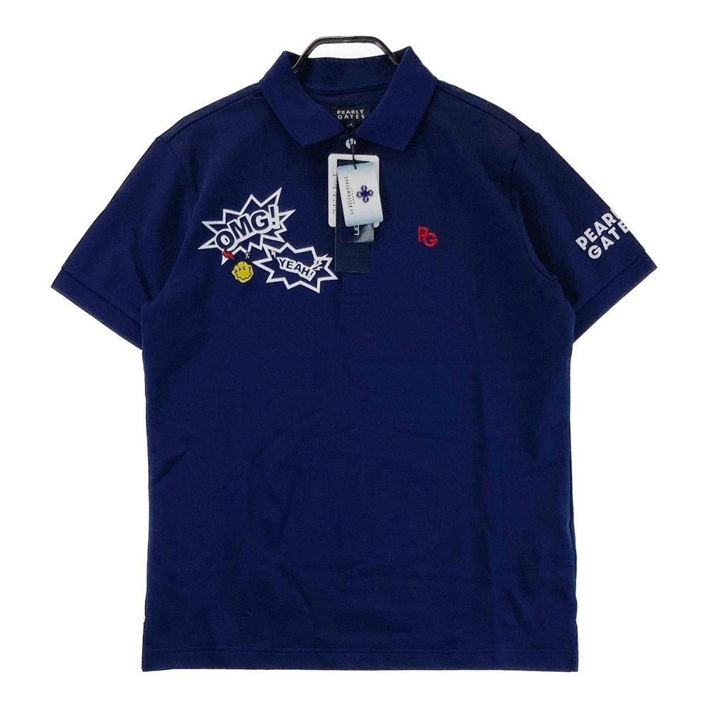 サイズ 6 PEARLY GATES パーリーゲイツ 半袖ポロシャツ ニコちゃん ネイビー系 240101563661 ゴルフウェア メンズ ストスト