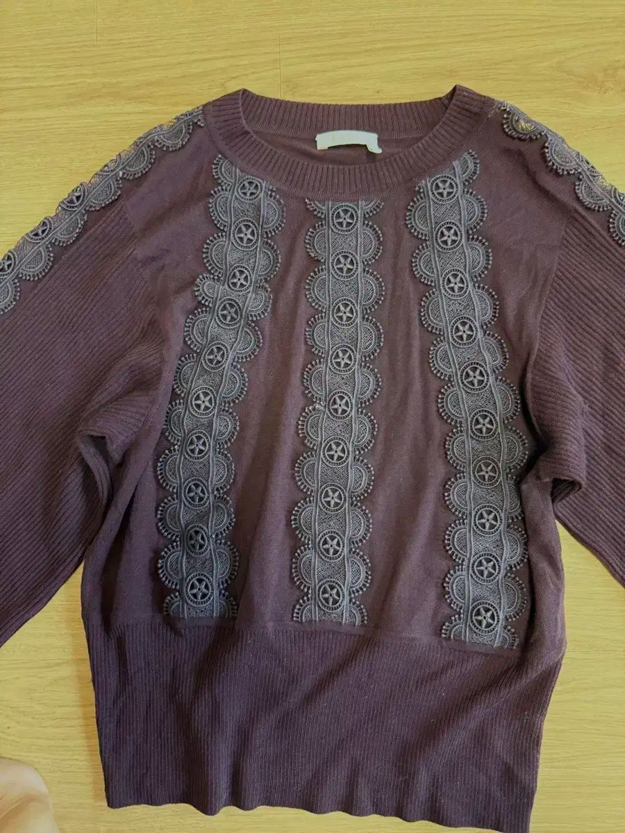 クロエ レース パッチ バーガンディ ニット S