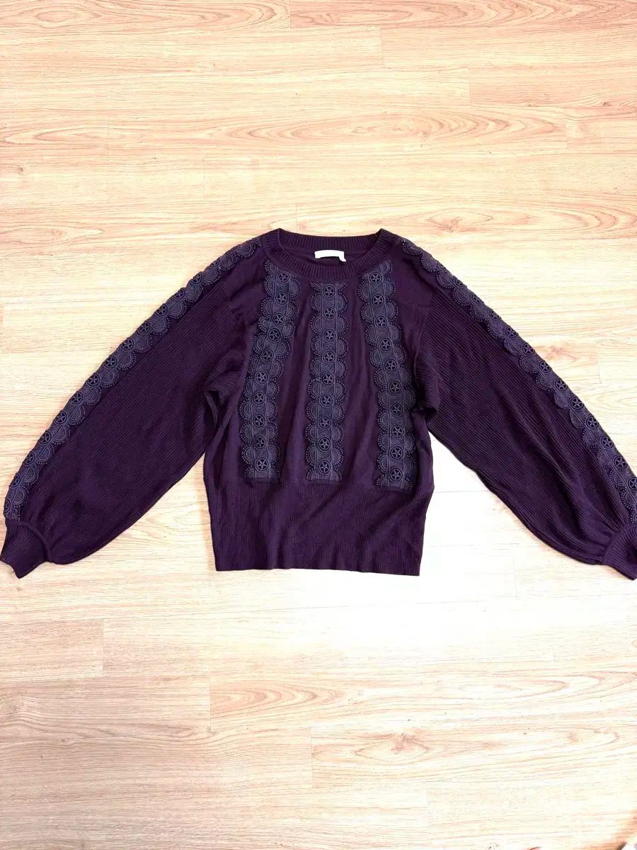 クロエ レース パッチ バーガンディ ニット S