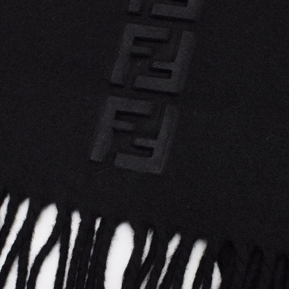 FENDI フェンディ カシミヤ マフラー FXS 124 AH 7 M F 0 QA 1 ブラック FF ユニセックス