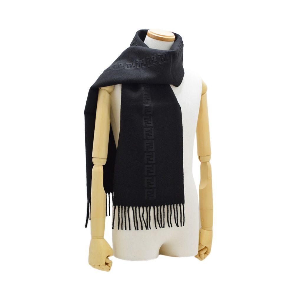  FENDI フェンディ カシミヤ マフラー FXS 124 AH 7 M F 0 QA 1 ブラック FF ユニセックス マフラー 小物