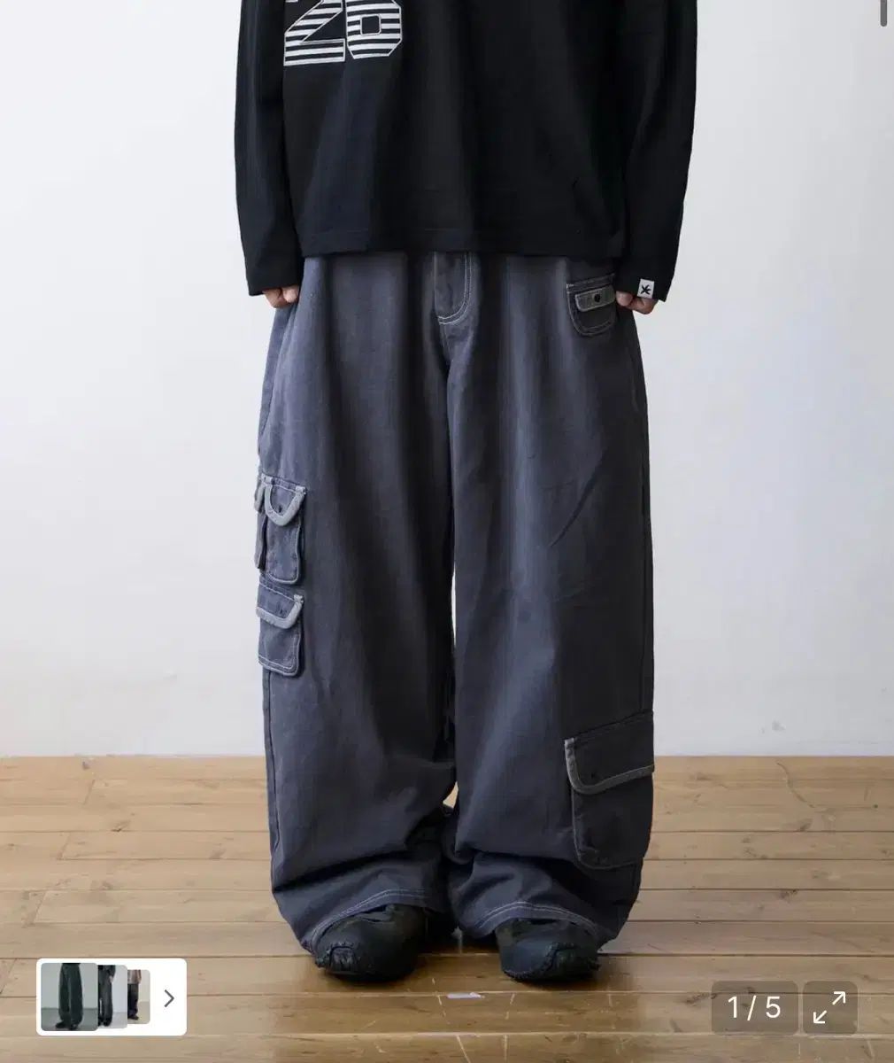 THECOLDESTMOMENT マルチ カーゴパンツ ネイビー