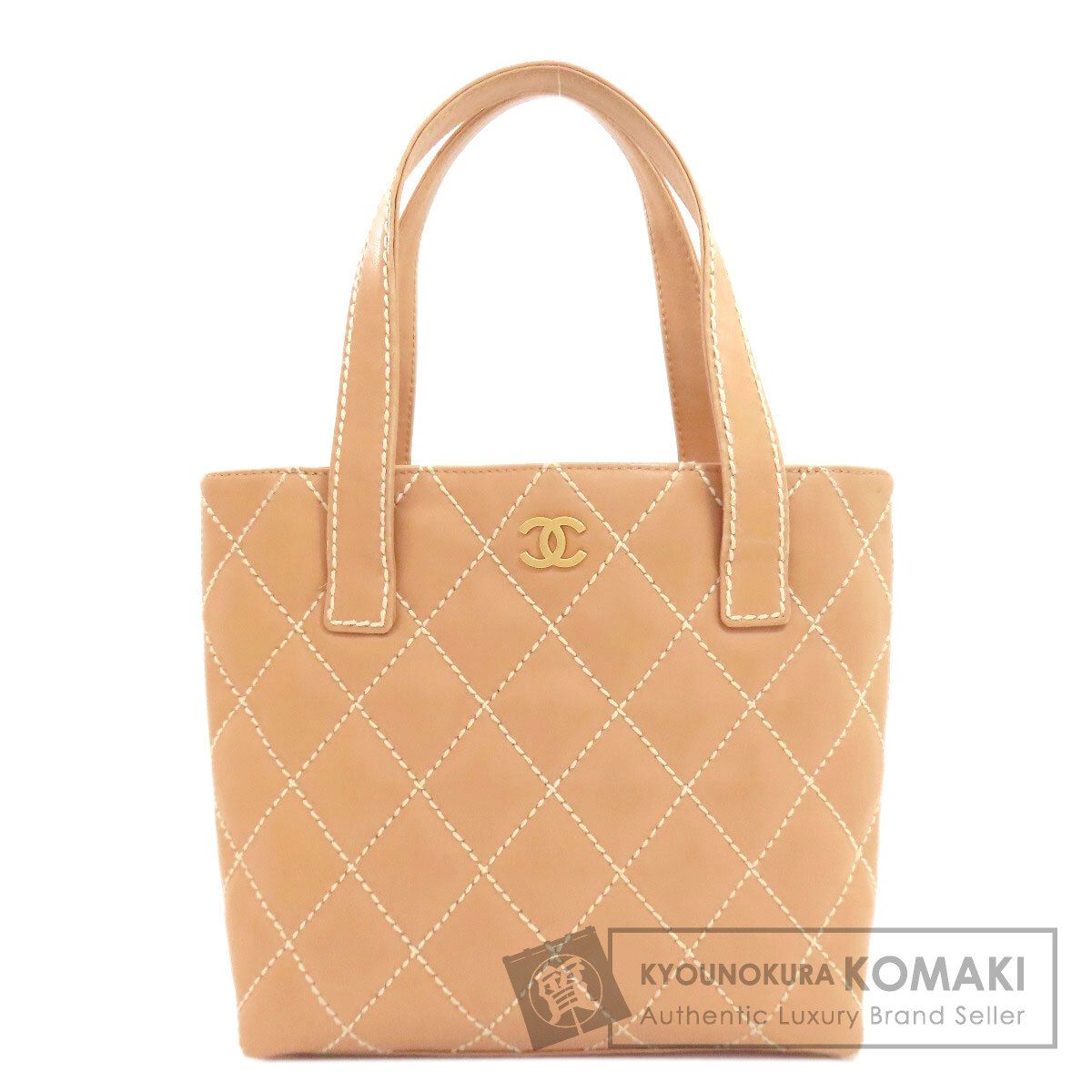 CHANEL シャネル A18126 ワイルドステッチ ゴールド金具 トートバッグ カーフ レディース