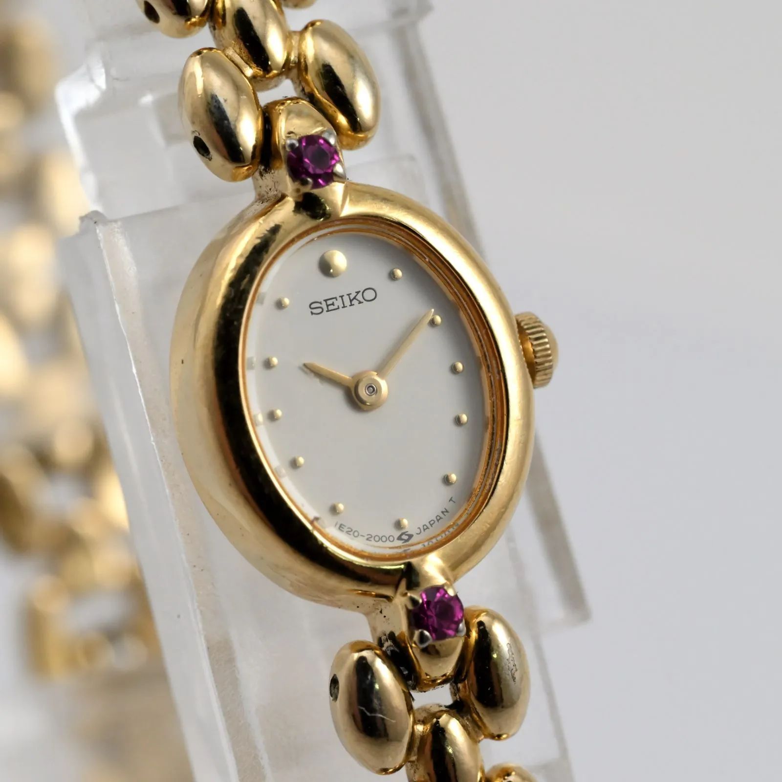 SEIKO 1E20-6140 女性用腕時計 クォーツ ゴールドブレスレット ストーン付き ブレスウォッチ
