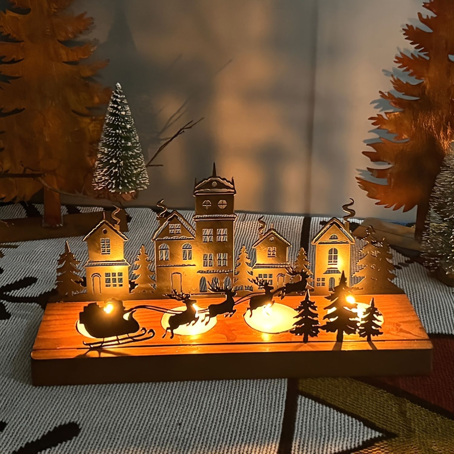 キャンドルホルダー キャンドルスタンド 装飾 木製 インテリア パーティー リビング ダイニング オシャレ 寝室 癒しグッズ イベント サンタ サンタクロース トナカイ インテリア雑貨