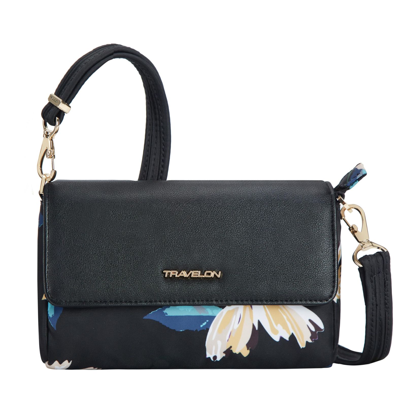 Travelon Addison-盗難防止 コンバーチブルクロスボディ ベルトバッグ グレー トラベル アディソン - 盗難防止 - コンバーチブルクロスボディ ベルトバッグ - ミッドナイトフローラル ミッドナイトフローラル One Si グレー