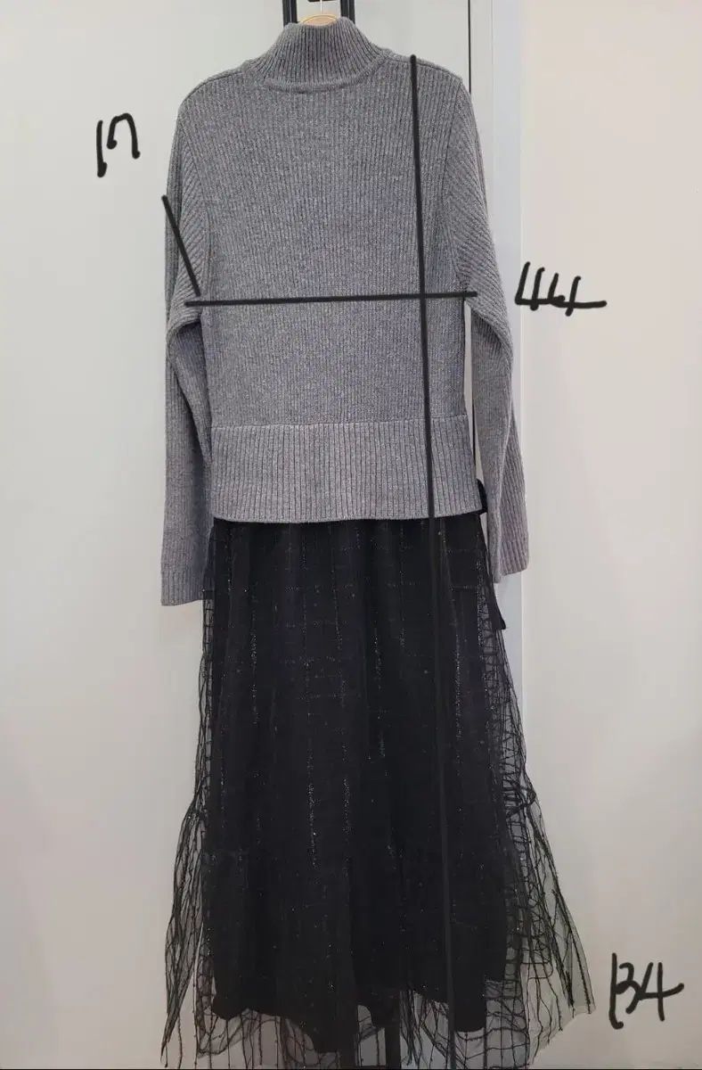  マージュ Maje ニットチュールスカート ロング丈ワンピース 長袖 七分袖 その他