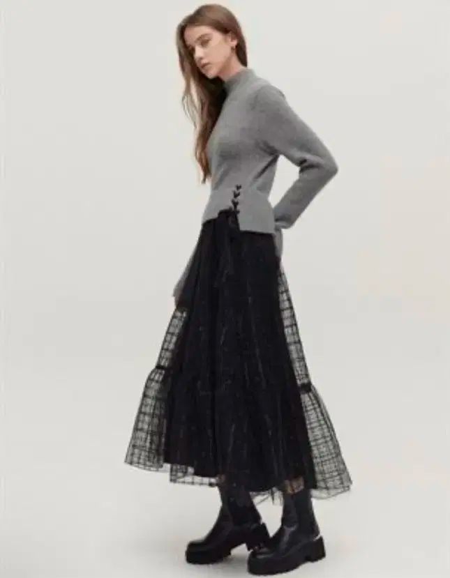 マージュ Maje ニットチュールスカート ロング丈ワンピース