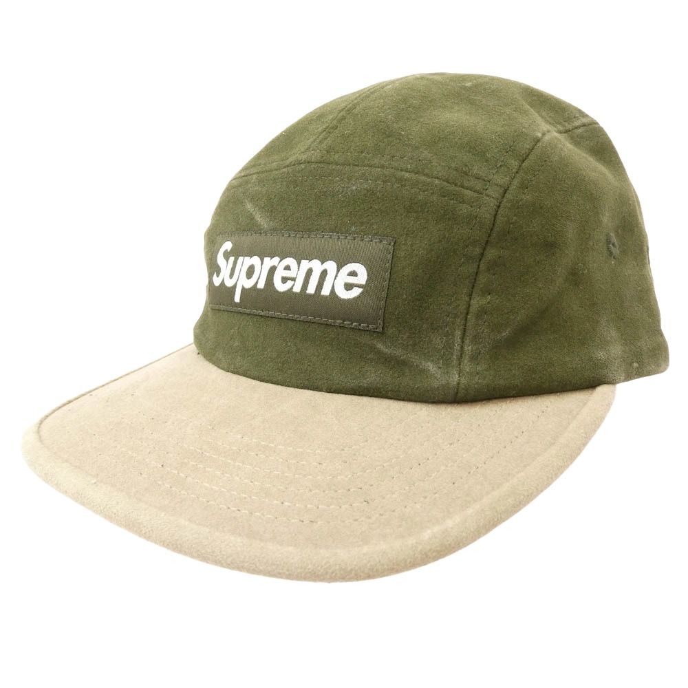 Supreme シュプリーム 25AW 2-Tone Moleskin Camp Cap ツートン モールスキン キャンプキャップ 帽子 モスグリーン系 ベージュ系 ONE SIZE 58cm 新古品
