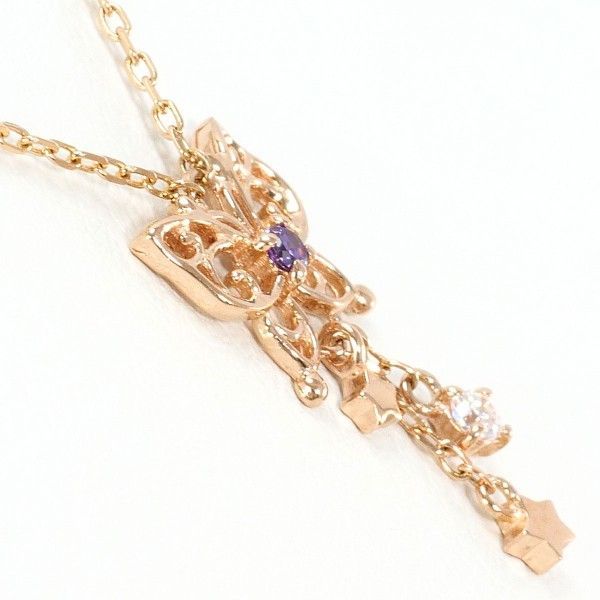 アナスイ K 10 PG ネックレス necklace アメジスト ジルコニア 総重量約1.0 g 約39 cm