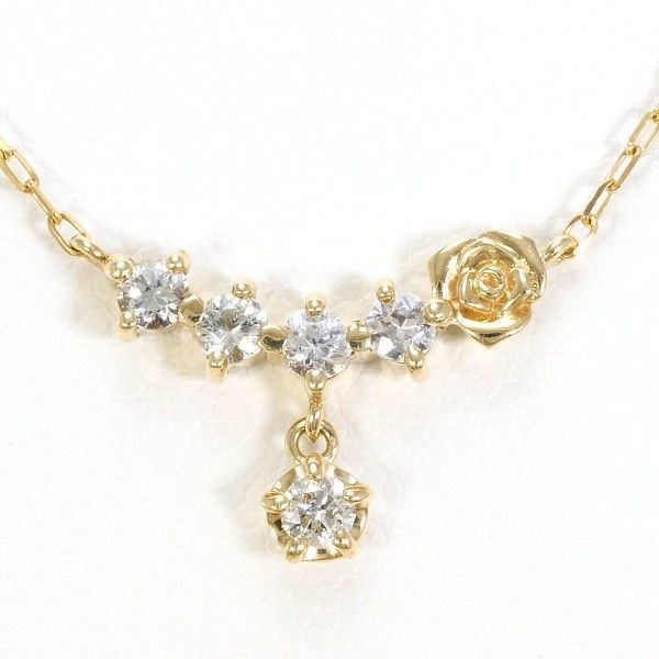 テイクアップ ディズニー K10YG ネックレス necklace ホワイトトパーズ ダイヤ 0.04 総重量約1.1g 約38cm