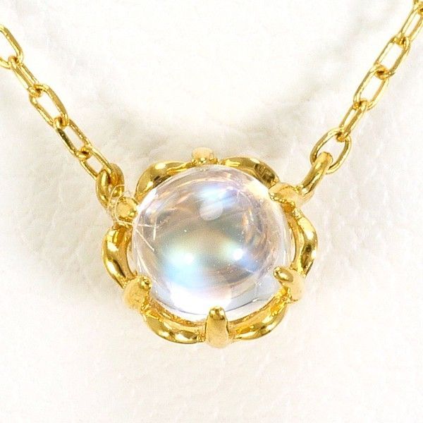 サマンサティアラ K18YG ネックレス necklace ブルームーンストーン ダイヤ 0.08 総重量約1.2g 約40cm