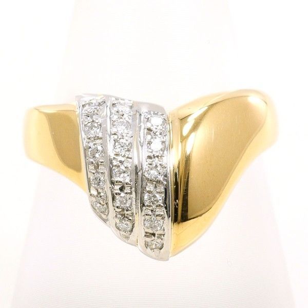 PT900 K18YG リング ring 指輪 13号 ダイヤ 0.15 カード鑑別書 総重量約5.8g