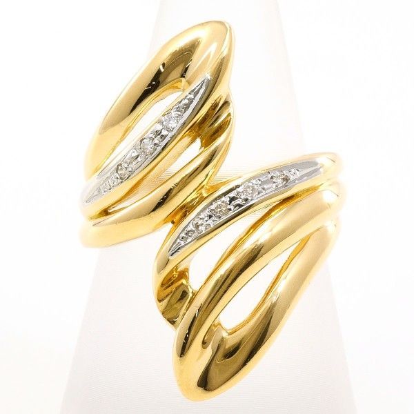 PT900 K18YG リング ring 指輪 13号 ダイヤ 0.05 カード鑑別書 総重量約8.0g