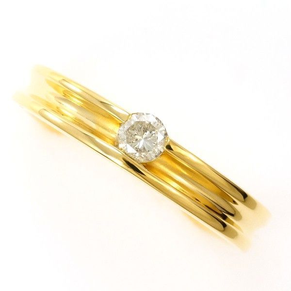 K18YG リング ring 指輪 10.5号 ダイヤ 0.15 カード鑑別書 総重量約3.9g