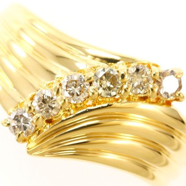 K 18 YG リング ring 指輪 15号 ブラウンダイヤ 0.30 カード鑑別書 総重量約4.2 g