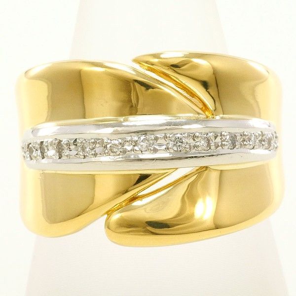 PT900 K18YG リング ring 指輪 16.5号 ダイヤ カード鑑別書 総重量約12.4g