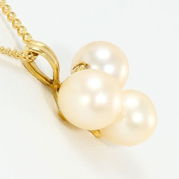 K 18 YG ネックレス necklace アコヤ真珠 ダイヤ 0.01 カード鑑別書 総重量約5.2 g 約40 cm