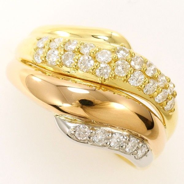 PT900 K18YGPG リング ring 指輪 8号 ダイヤ 0.50 カード鑑別書 総重量約4.5g