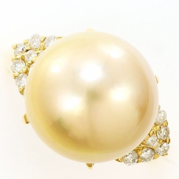 K18YG リング ring 指輪 13号 南洋真珠 約12.5mm ダイヤ 0.30 カード鑑別書 総重量約7.2g