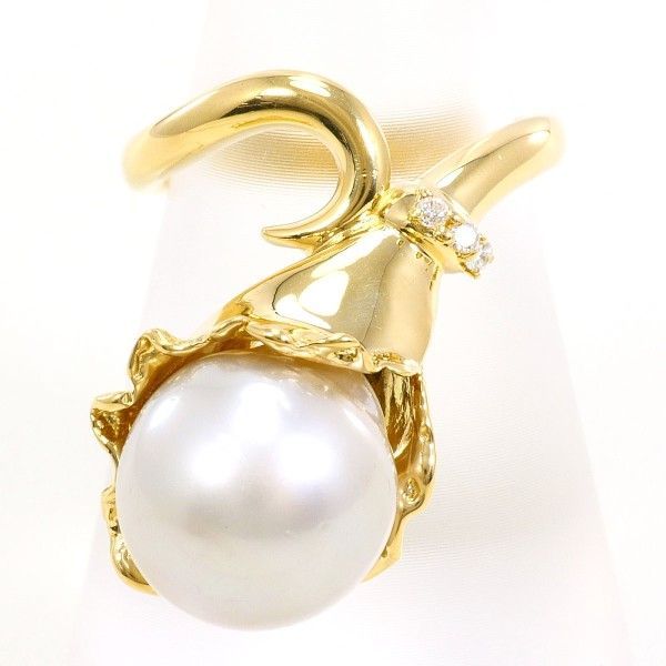 K 18 YG リング ring 指輪 10 5号 南洋真珠 約11 5 mm ダイヤ カード鑑別書 総重量約8 2 g