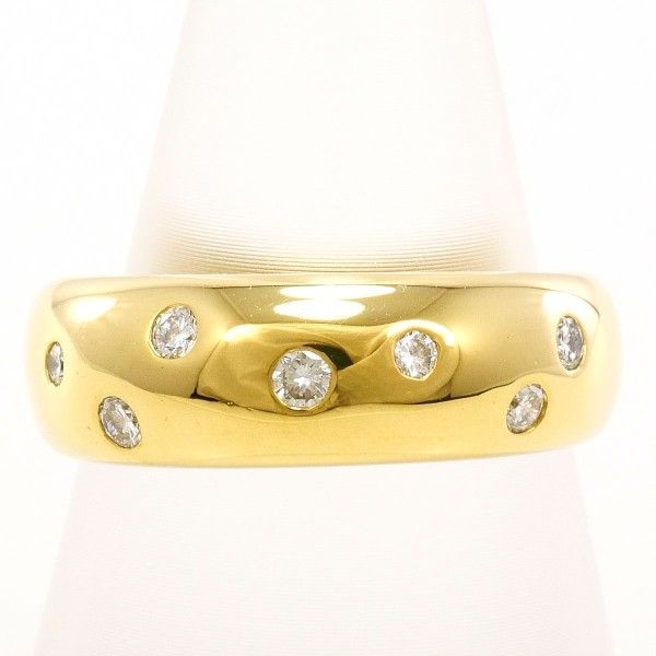 K18YG リング ring 指輪 13号 ダイヤ 0.22 カード鑑別書 総重量約7.9g