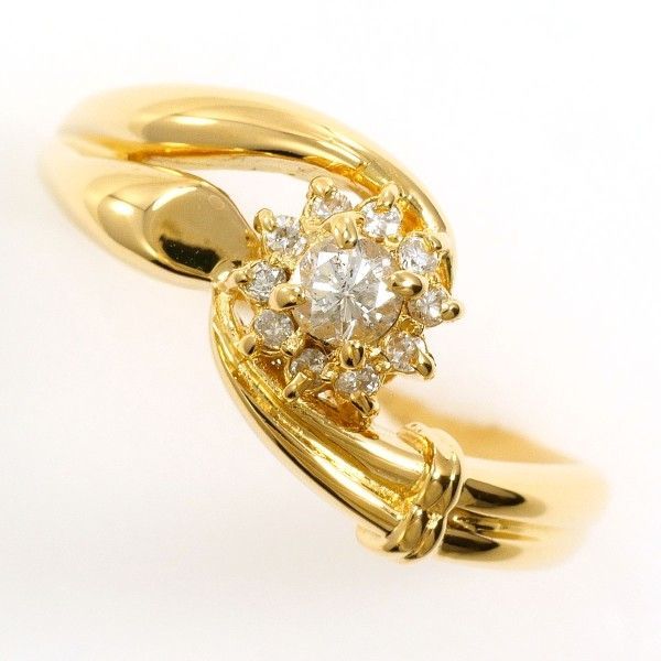 K18YG リング ring 指輪 11号 ダイヤ 0.17 カード鑑別書 総重量約4.4g