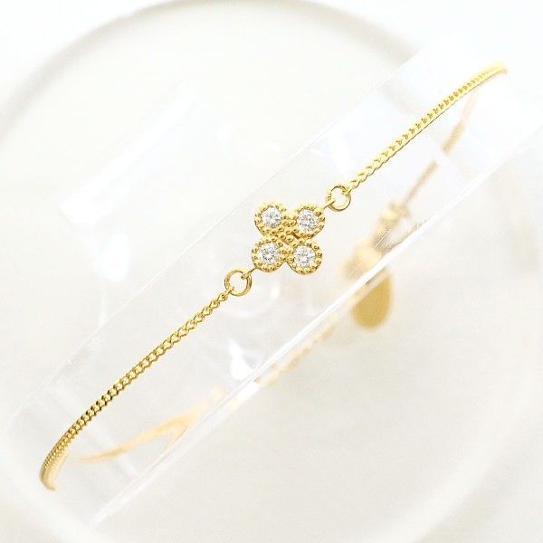 K18YG ブレスレット bracelet ダイヤ 総重量約1.3g 約17.5cm