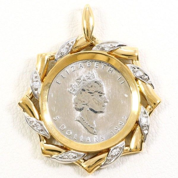 メイプルリーフ 1 10oz 1 10オンス コイン 白金 PT1000 PT900 K18YG ペンダントトップ pendant top ダイヤ 0.04 カード鑑別書 総重量約6.6g