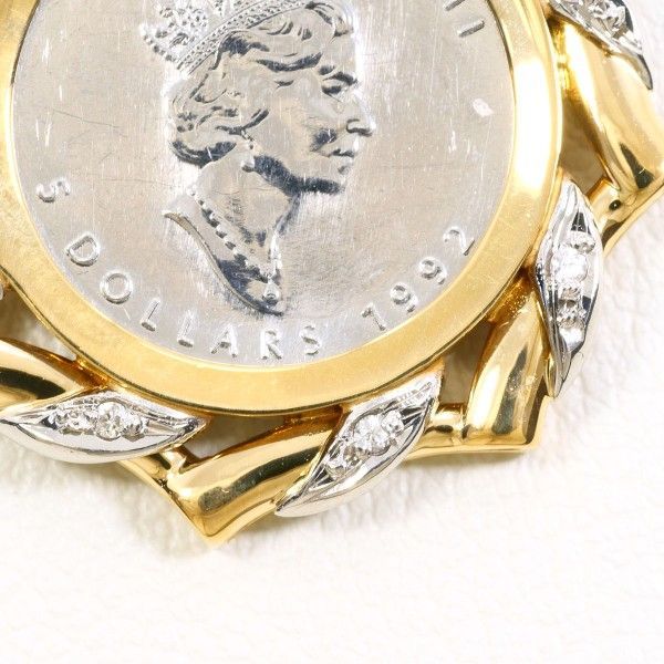 メイプルリーフ 1 10 oz 10オンス コイン 白金 PT 1000 900 K 18 YG ペンダントトップ pendant top ダイヤ 0.04 カード鑑別書 総重量約6.6 g