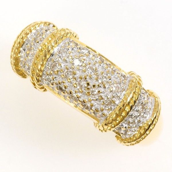 K18YGWG リング ring 指輪 13号 ダイヤ 0.23 カード鑑別書 総重量約4.6g