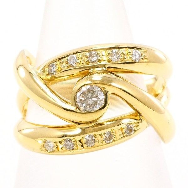 K18YG リング ring 指輪 10号 ダイヤ 0.30 カード鑑別書 総重量約5.6g