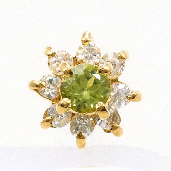 K18YG ピアス pierced earrings 片耳 ペリドット ジルコニア 総重量約0.5g