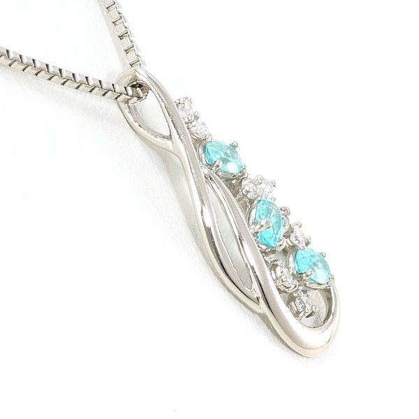 PT 900 850 ネックレス necklace パライバトルマリン 0.16 ダイヤ 0.06 カード鑑別書 総重量約4.1 g 約45 cm