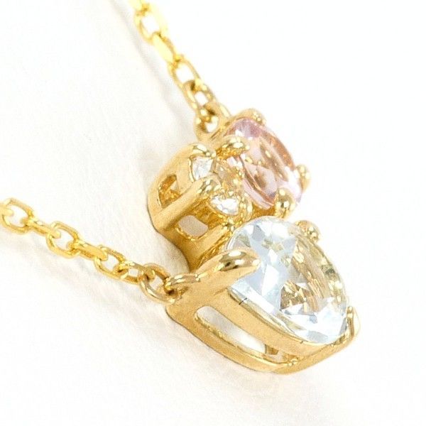 K 10 YG ネックレス necklace アクアマリン ピンクトルマリン ホワイトトパーズ 総重量約1.0 g 約41 cm