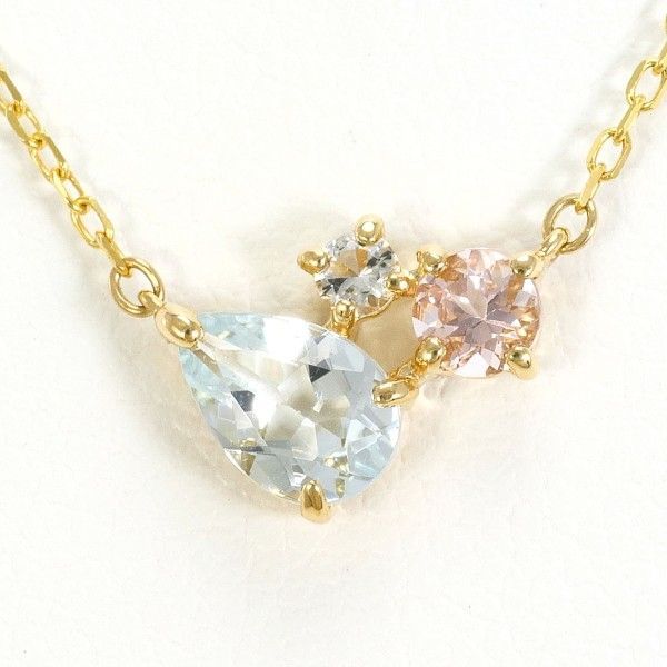 K10YG ネックレス necklace アクアマリン ピンクトルマリン ホワイトトパーズ 総重量約1.0g 約41cm