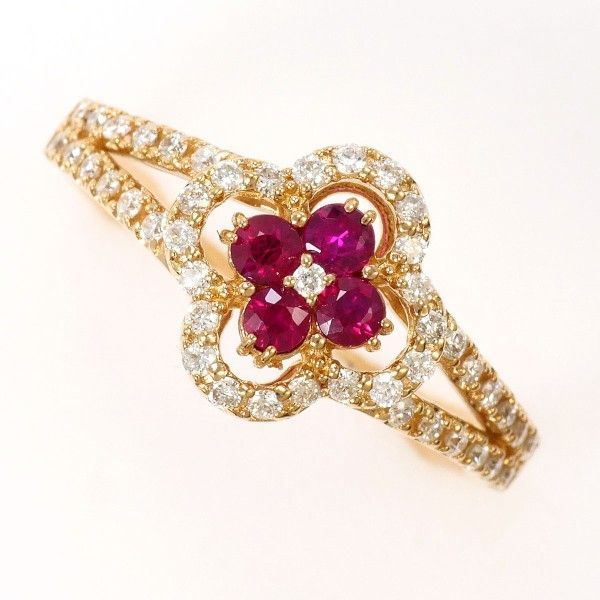 K 18 PG リング ring 指輪 12号 ルビー 0.25 ダイヤ 0.28 総重量約2.9 g